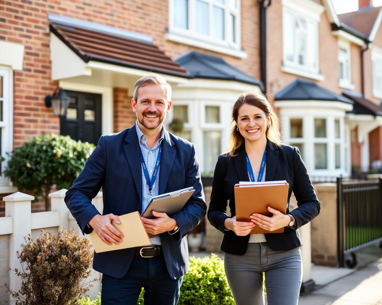 Two Millpond property managers standing outside a residential home